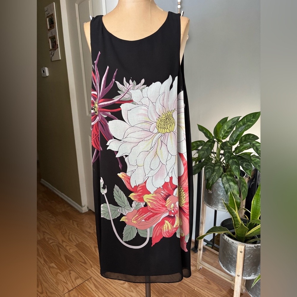 Max Studio Lined Floral Tropical Bohemian Dress M